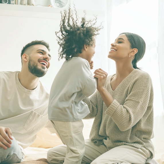 Family playing at home